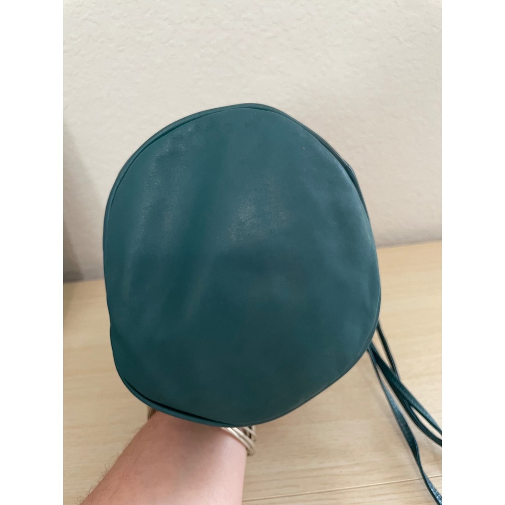 Bottega Veneta Teal Leather Drawstring Bucket Crossbody Bag Made in Italy - Picture 8 of 10